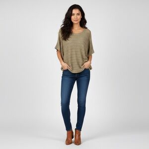 Melanie Lyne dolman sleeve loose crochet boho top size large